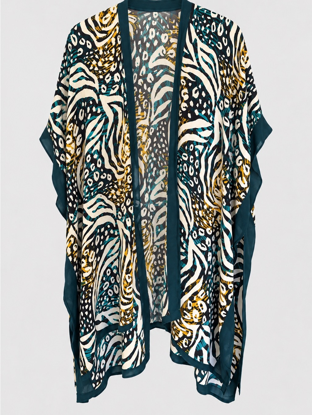 Janice Apparel Abstract Animal Print Kimono Duster OS Boho